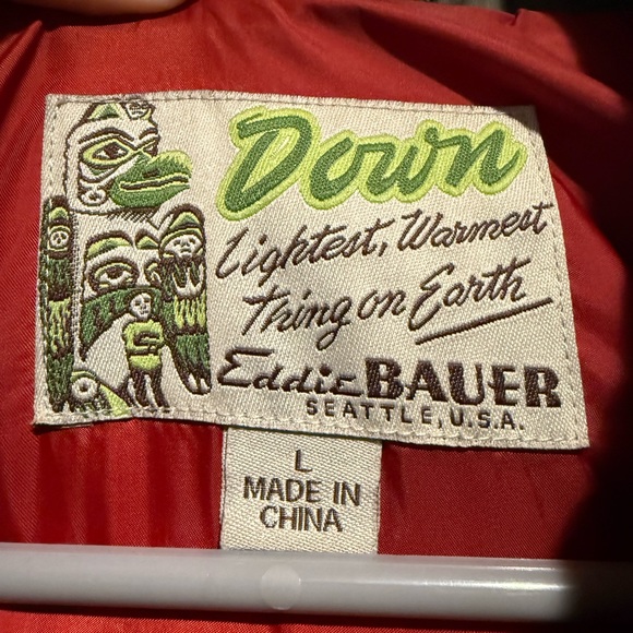 Eddie Bauer Women’s Sz large Yukon Model 550 Fill Down Puffer Brown Vest Jacket - Picture 10 of 12